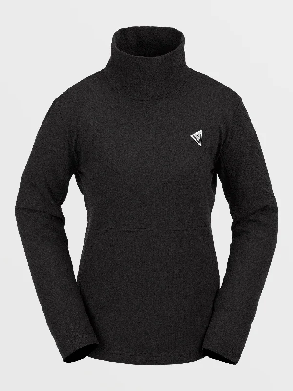 Womens Tech Pullover Fleece - Black Soft Wool Sweater