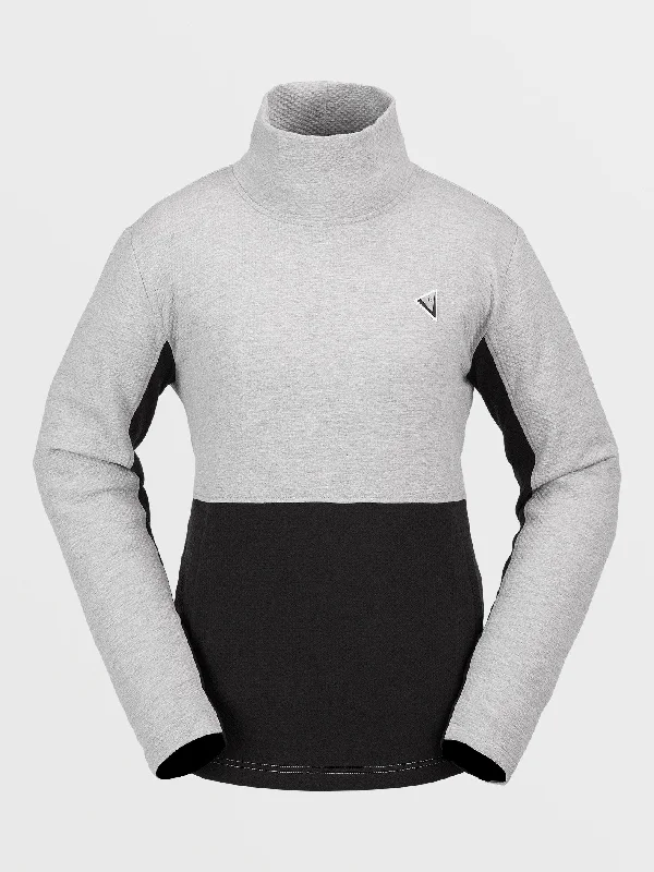 Womens Tech Pullover Fleece - Heather Grey Turtleneck Warm Pullover