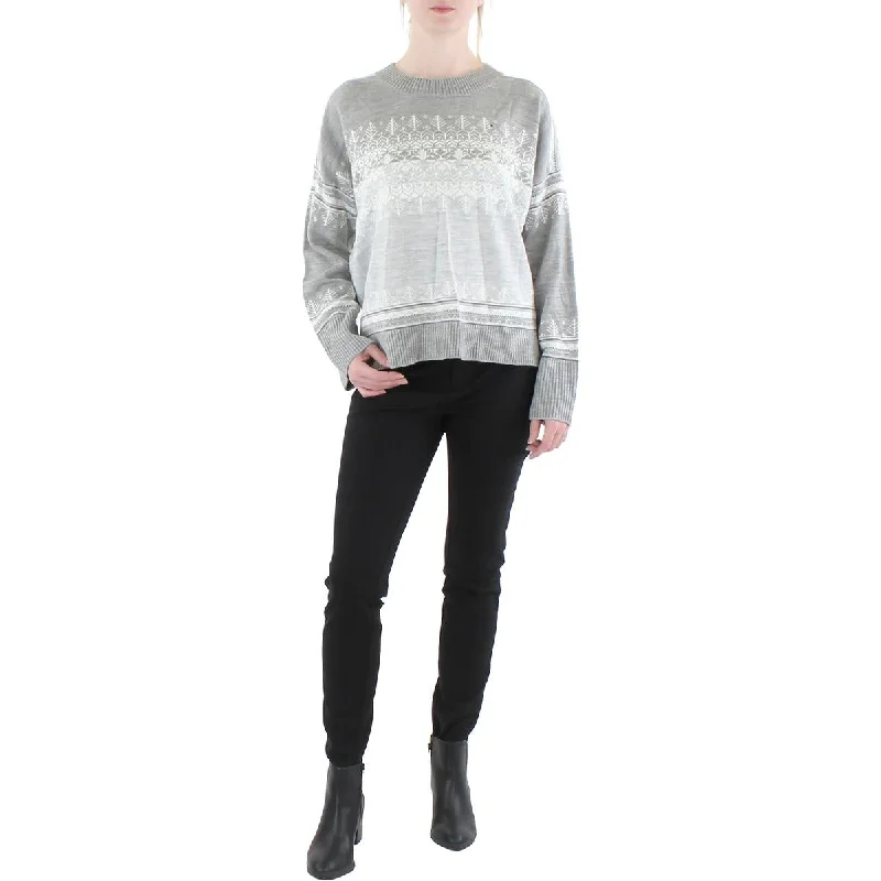 Tommy Hilfiger Womens Printed Ribbed Trim Pullover Sweater Mock Neck Pullover