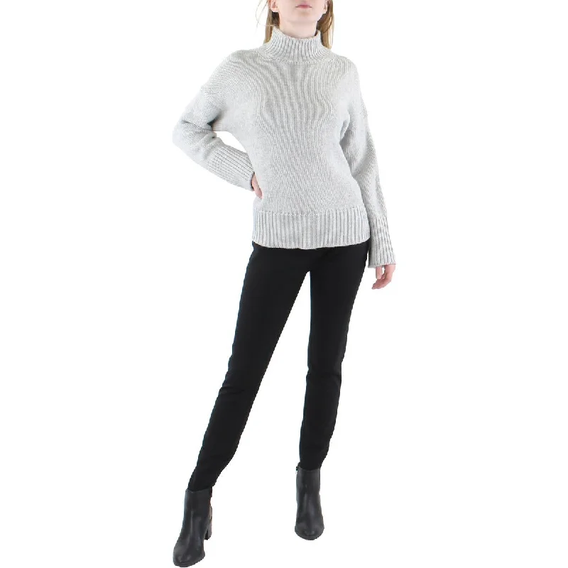 Vince Womens Wool Knit Pullover Sweater Faux Fur Trim