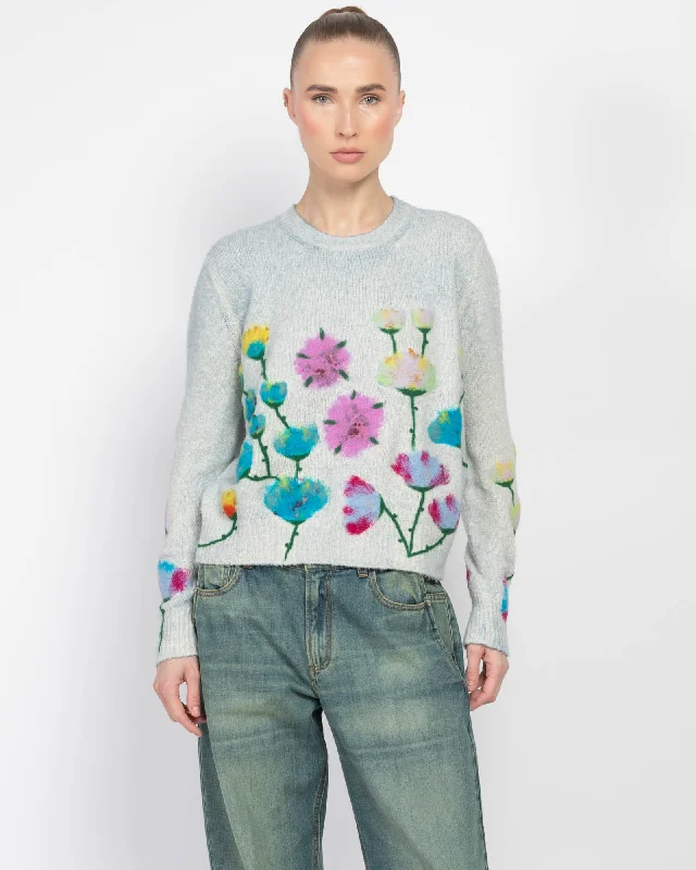 Pullover With Flowers Fleece Warm Pullover