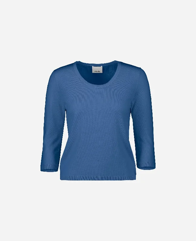 Rundhals Pullover aus Wolle in Blau