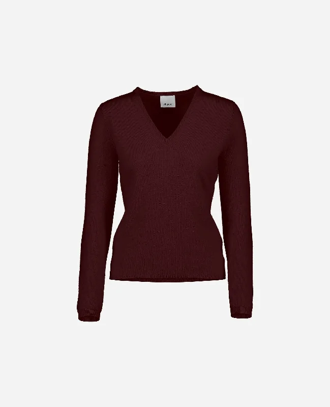 V-Pullover aus Cashmere in Rot