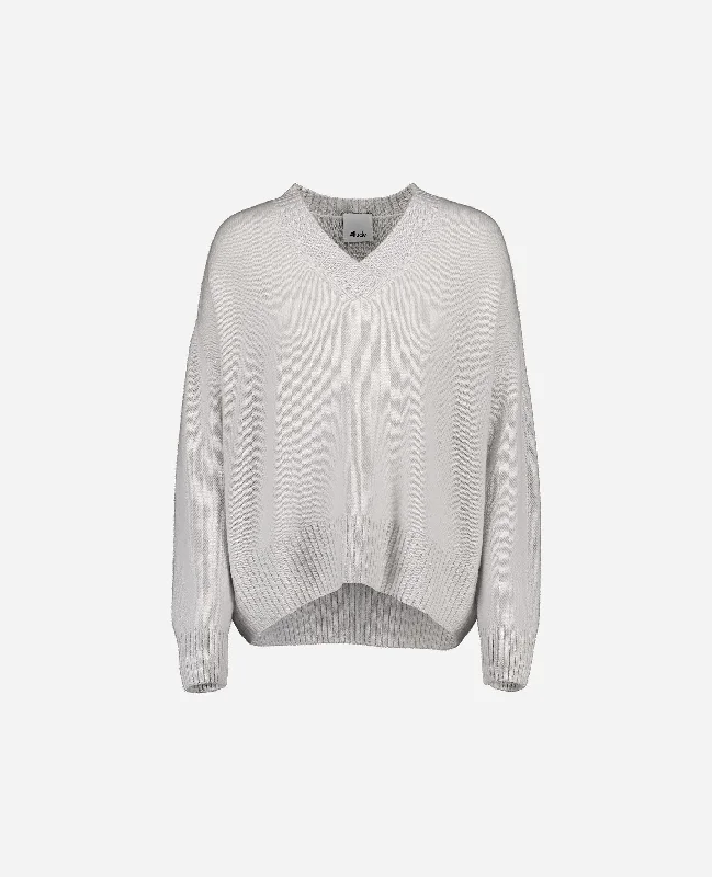 V-Pullover aus Cashmere in Grau