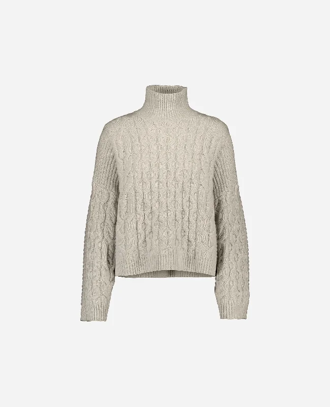 Stehkragen Pullover aus Cashmere-Mischung in Beige