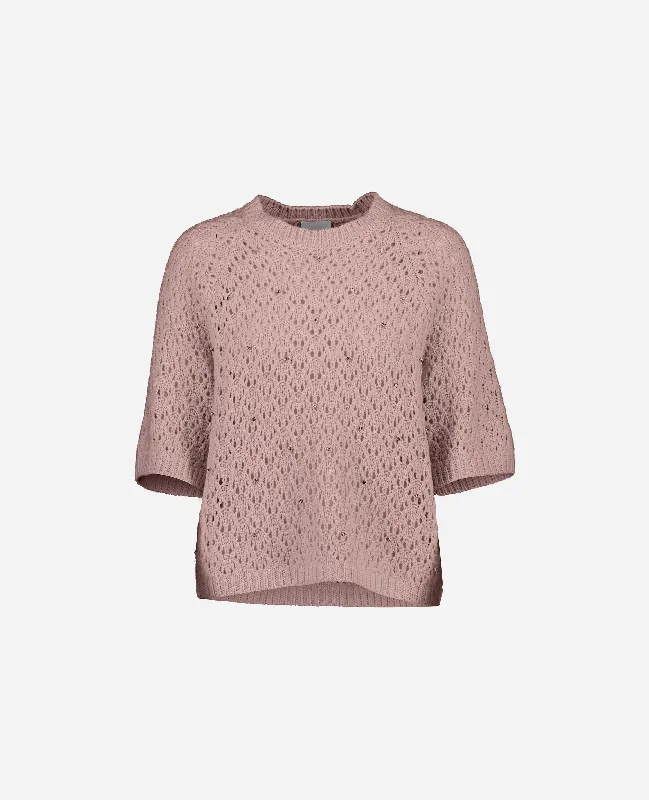 Rundhals Pullover aus Cashmere-Mischung in Rose