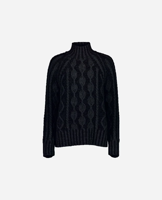 Stehkragen Pullover aus Cashmere-Mischung in Schwarz