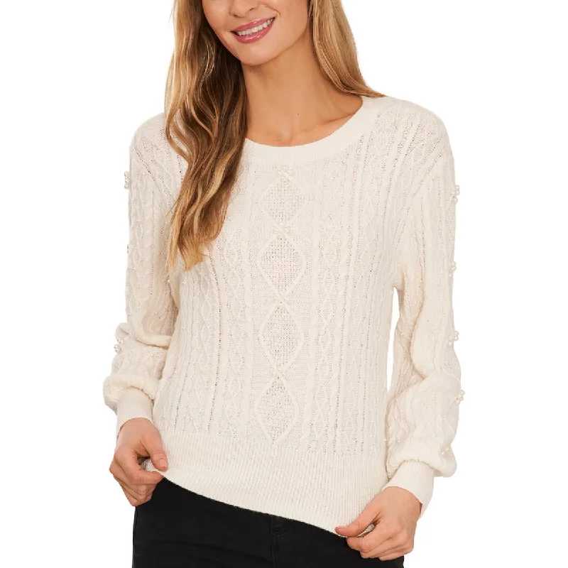 CeCe Womens Pears Crochet Pullover Sweater