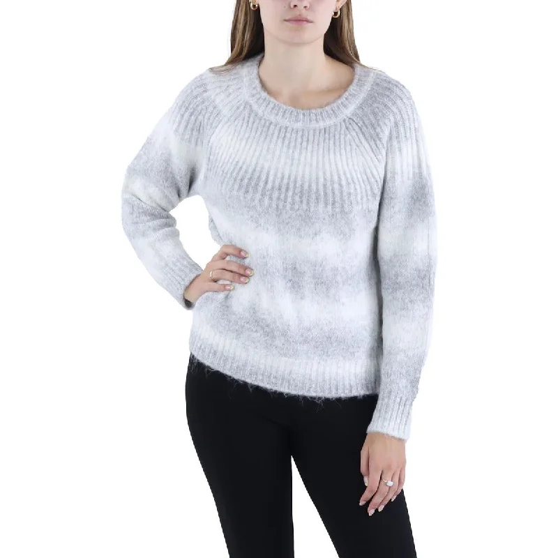 DKNY Womens Striped Pullover Crewneck Sweater