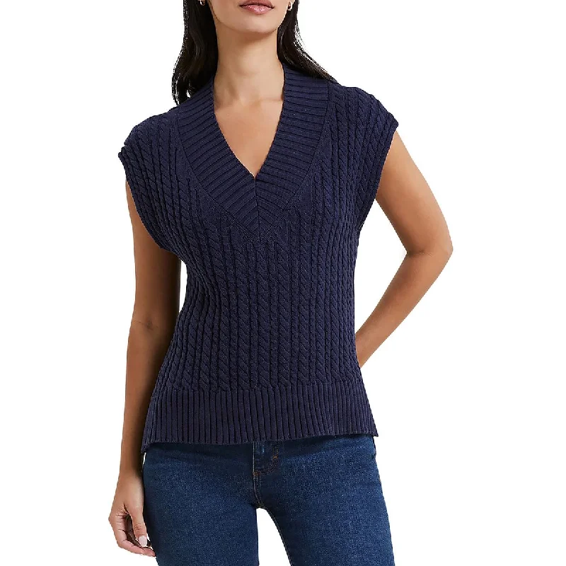 French Connection Womens Cotton Cable Knit Pullover Sweater