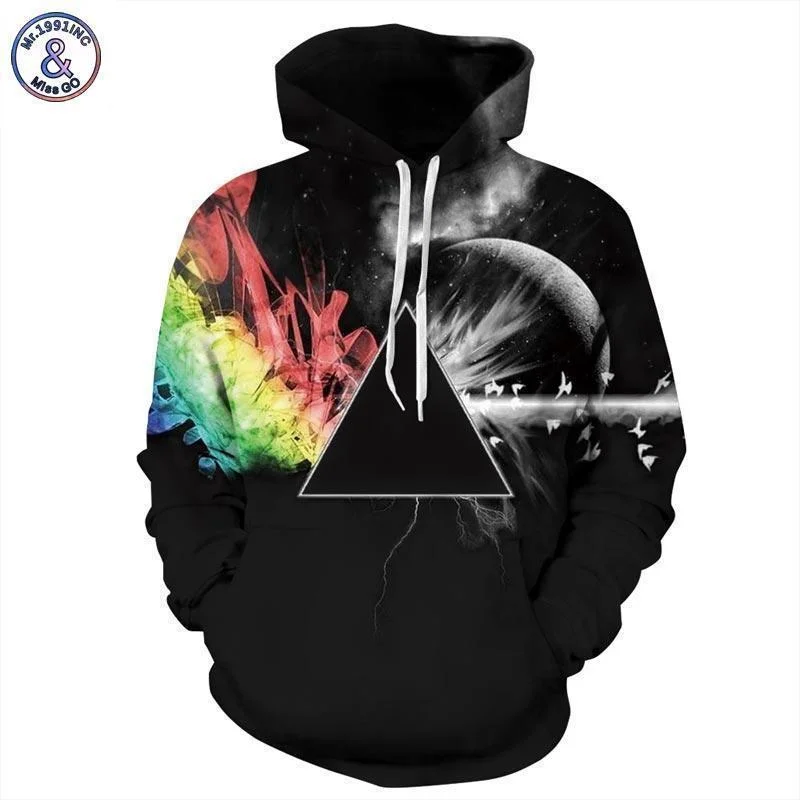 Men Women Unisex 3D Printed Rainbow Pullover Hoodie