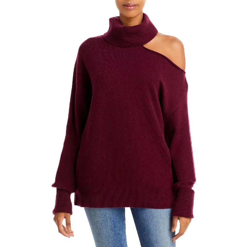 Paige Womens Raundi Turtleneck Cold Shoulder Pullover Sweater