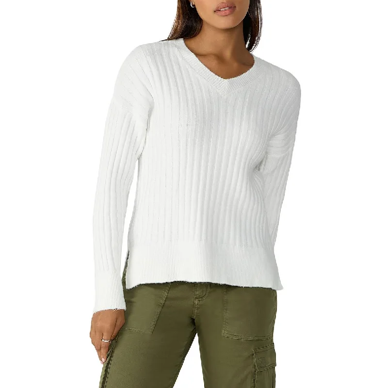 Sanctuary Womens Ribbed V-Neck Pullover Sweater