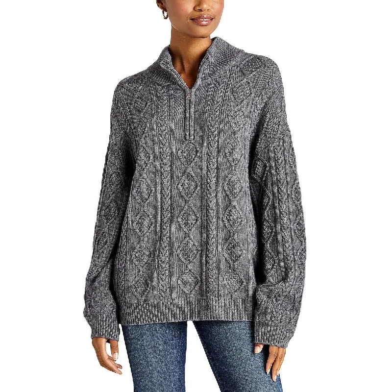 Splendid Womens Dakota Cable Knit 1/4 Zip Pullover Sweater