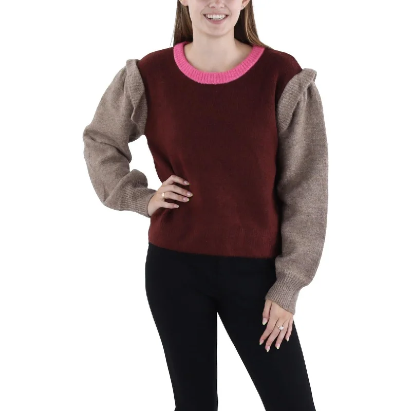 Vigoss Womens  Colorblock Ribbed Mock Neck Pullover Sweater